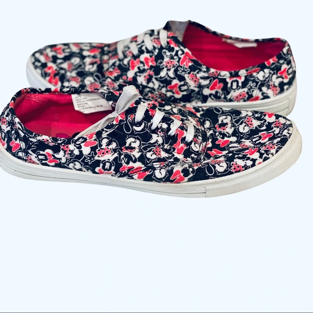 Disney Minnie Mouse Sneakers Shoes Black Pink White 9 Bow Keds Casual Mickey
